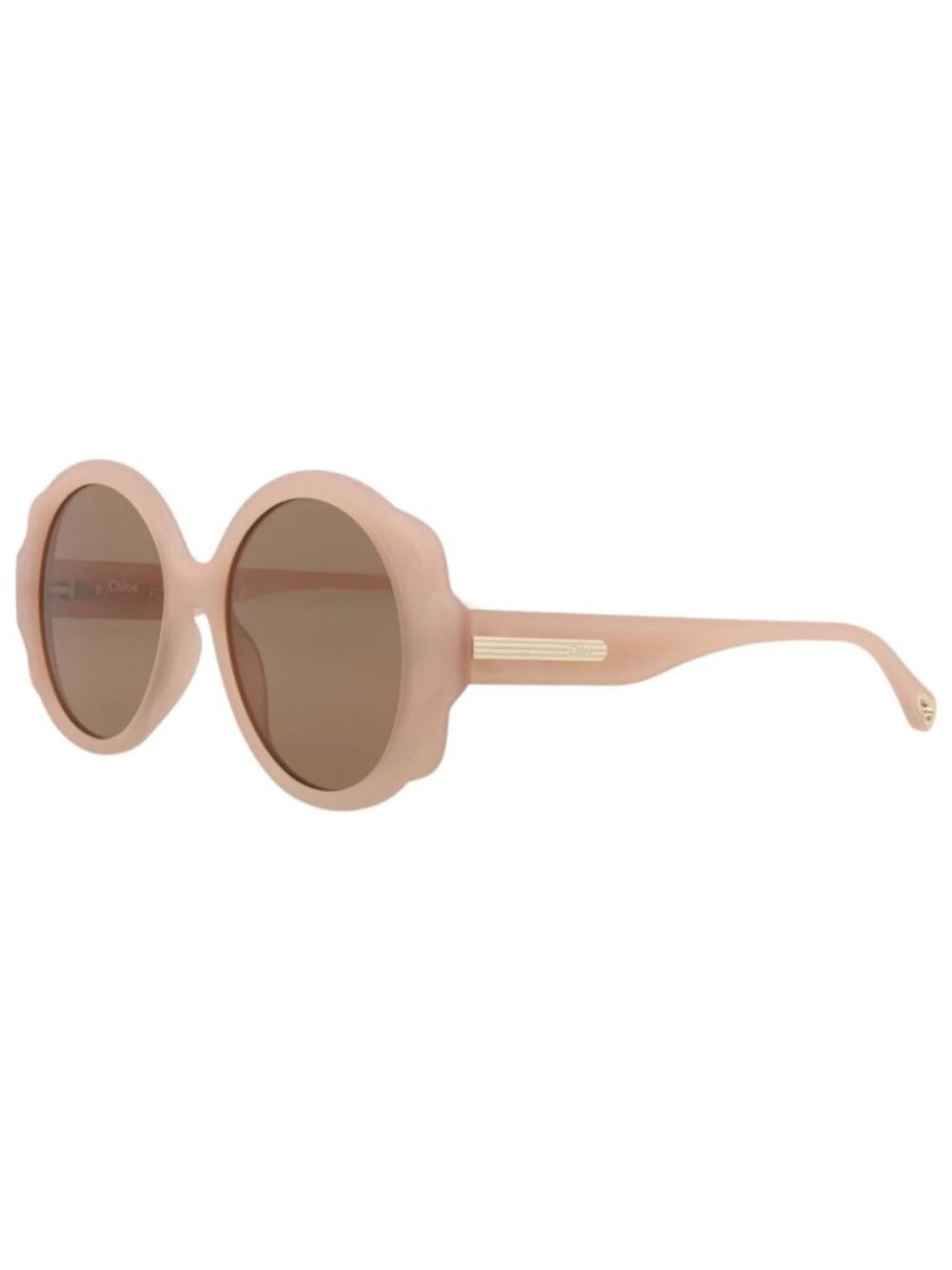 New Chloé Women's Sunglasses Round Oval Recycled Injection Frame Nude Nude Brown